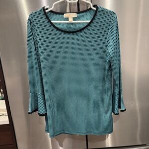 Michael Kors Teal and Black Patterned Blouse